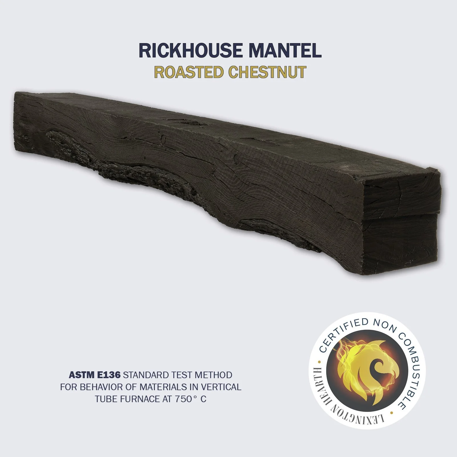 Rockface Limestone non‑combustible concrete mantel shelf with